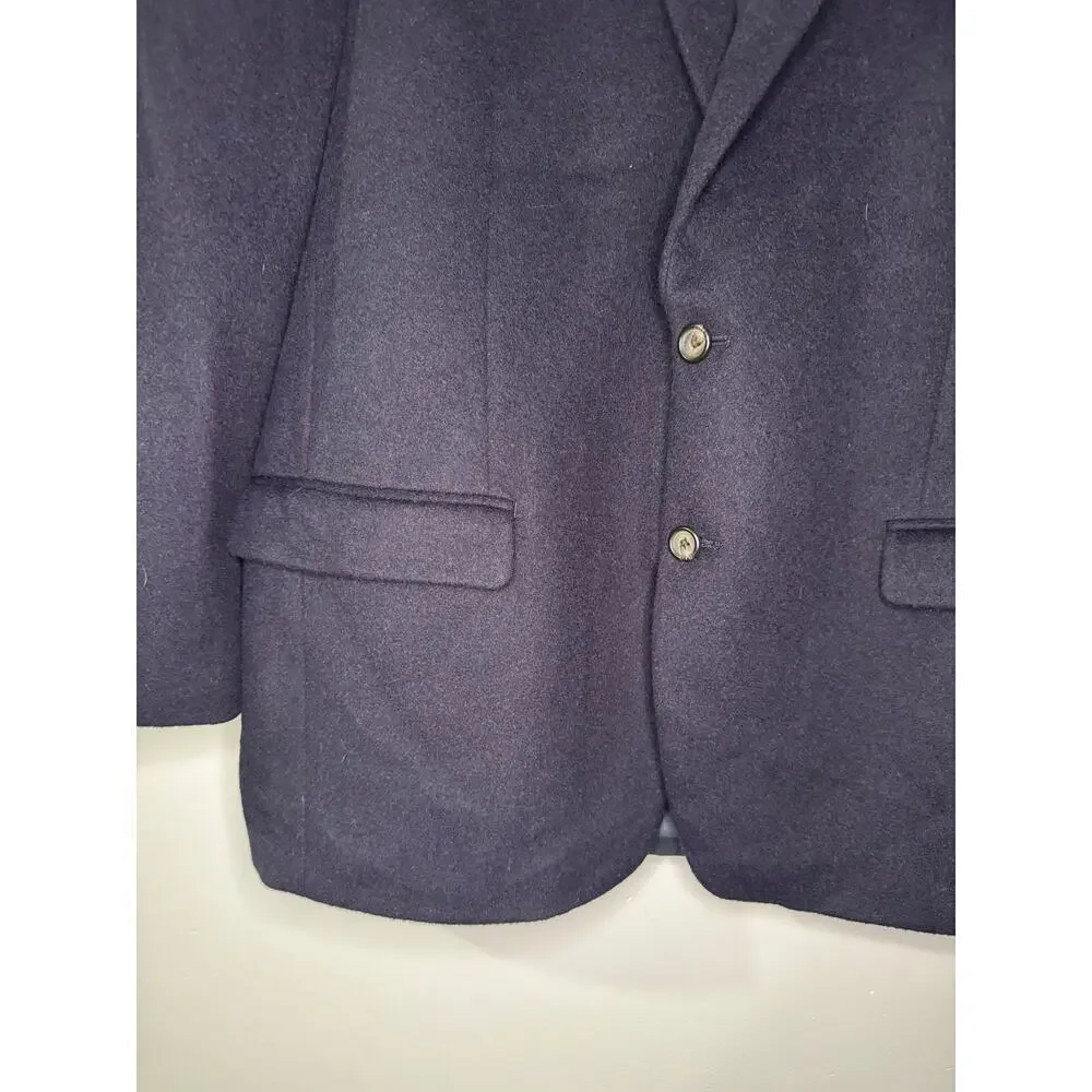 LAUREN Ralph Lauren 100% camel hair navy two button blazer size 44R